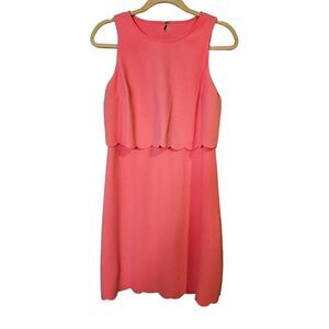 Loft soft peach sleeveless dress with scalloped edge. Size 2. NWT.